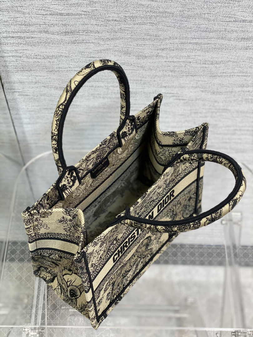 Dior Small Book Tote M1265 Beige Toile de Jouy Embroidery - Default Title - View 5