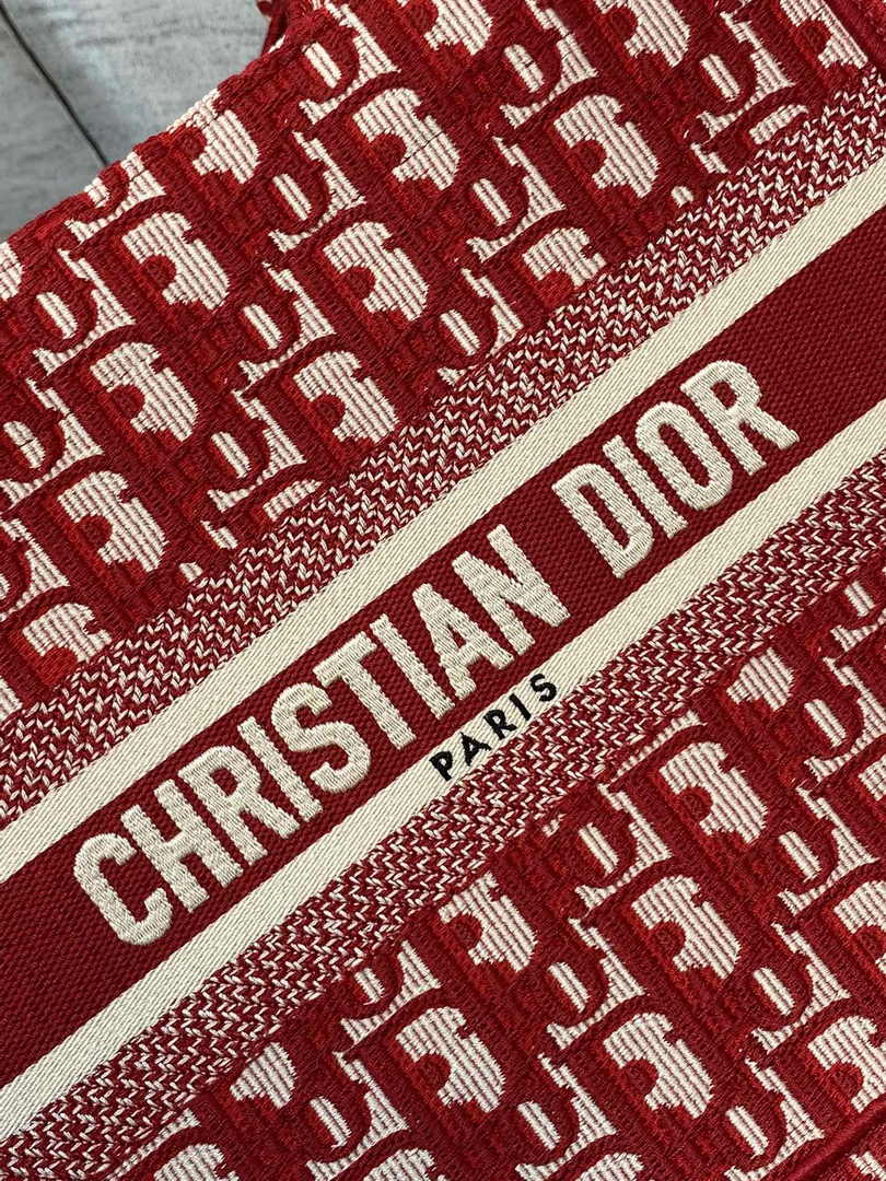 Dior Small Book Tote M1265 Ecru and Red Dior Oblique Embroidery - Default Title - View 7