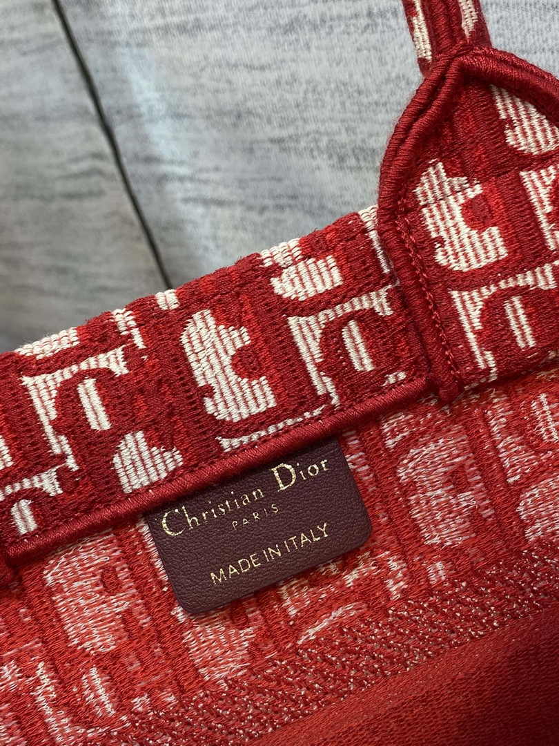 Dior Small Book Tote M1265 Ecru and Red Dior Oblique Embroidery - Default Title - View 6