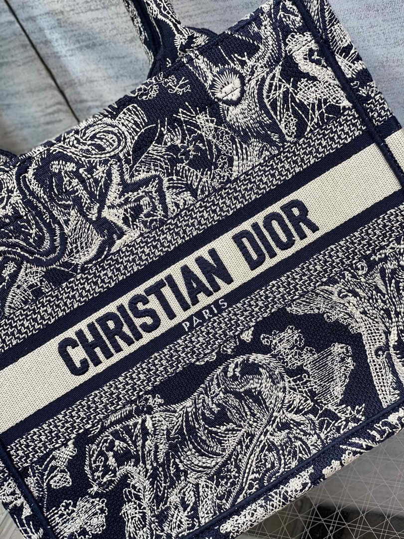 Dior Small Book Tote M1265 Blue and White Toile de Jouy Reverse Embroidery - Default Title - View 8