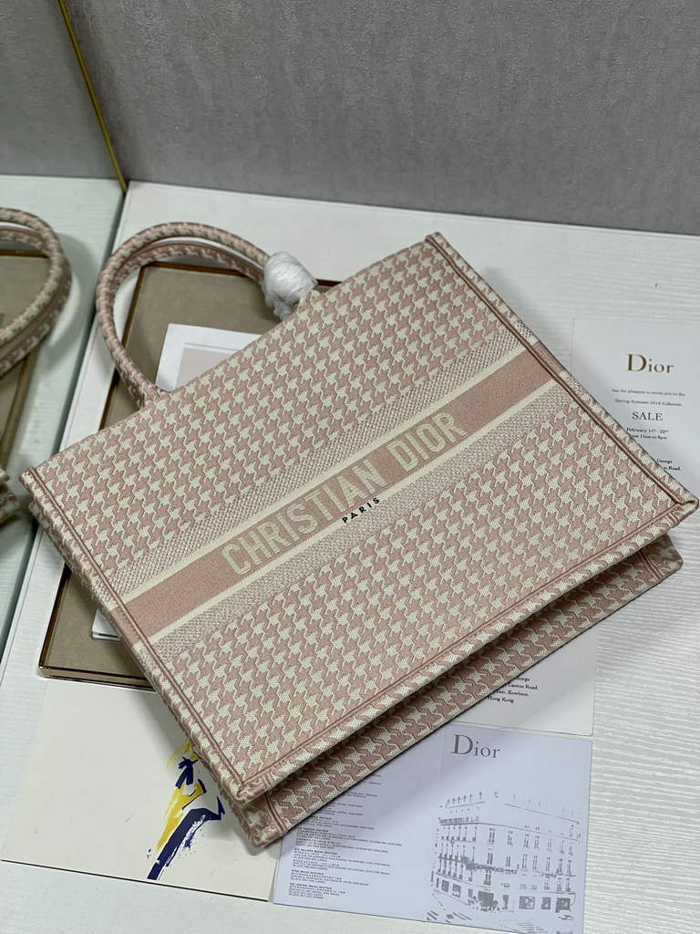 Dior M1286 Large Book Tote Pink Macro Houndstooth Embroidery - Default Title - View 7