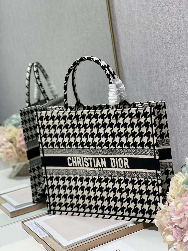 Dior M1286 Large Book Tote Black Macro Houndstooth Embroidery - Default Title - View 3