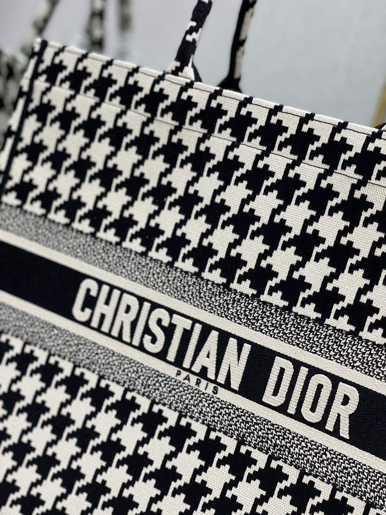 Dior M1286 Large Book Tote Black Macro Houndstooth Embroidery - Default Title - View 7