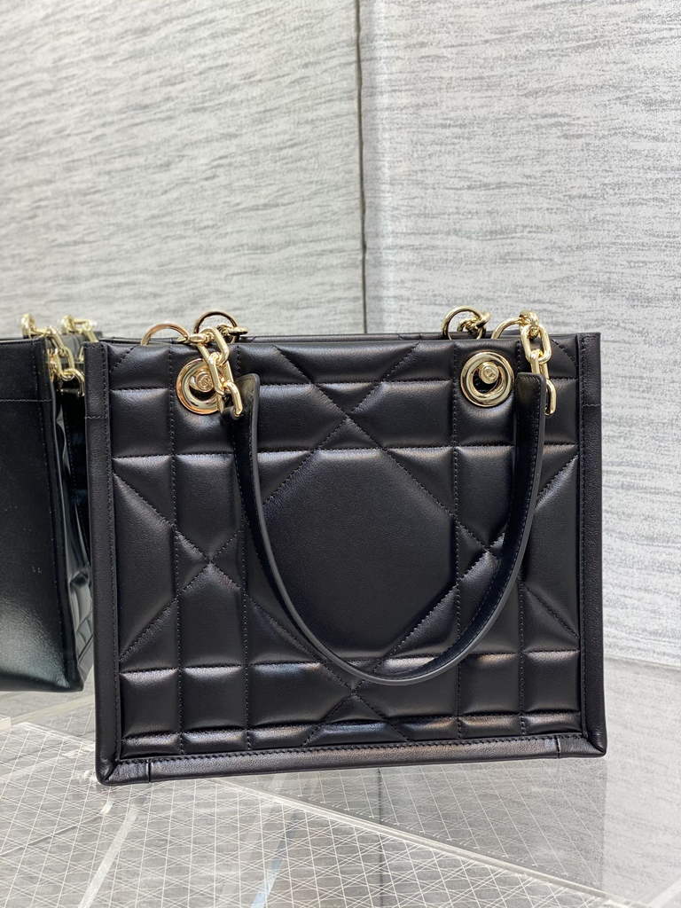 Dior M8721 Medium Essential Tote Bag Black Archicannage Calfskin - Default Title - View 2