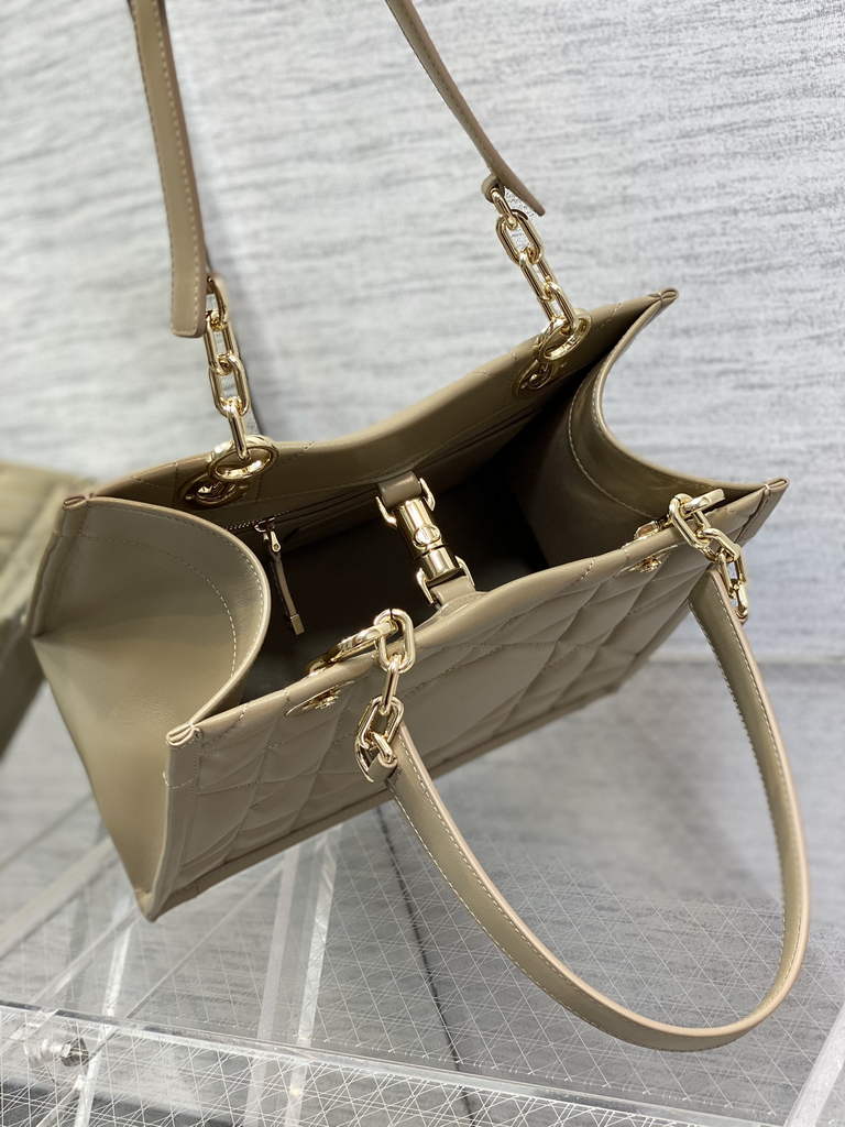 Dior M8721 Medium Essential Tote Bag Hazelnut Archicannage Calfskin - Default Title - View 5