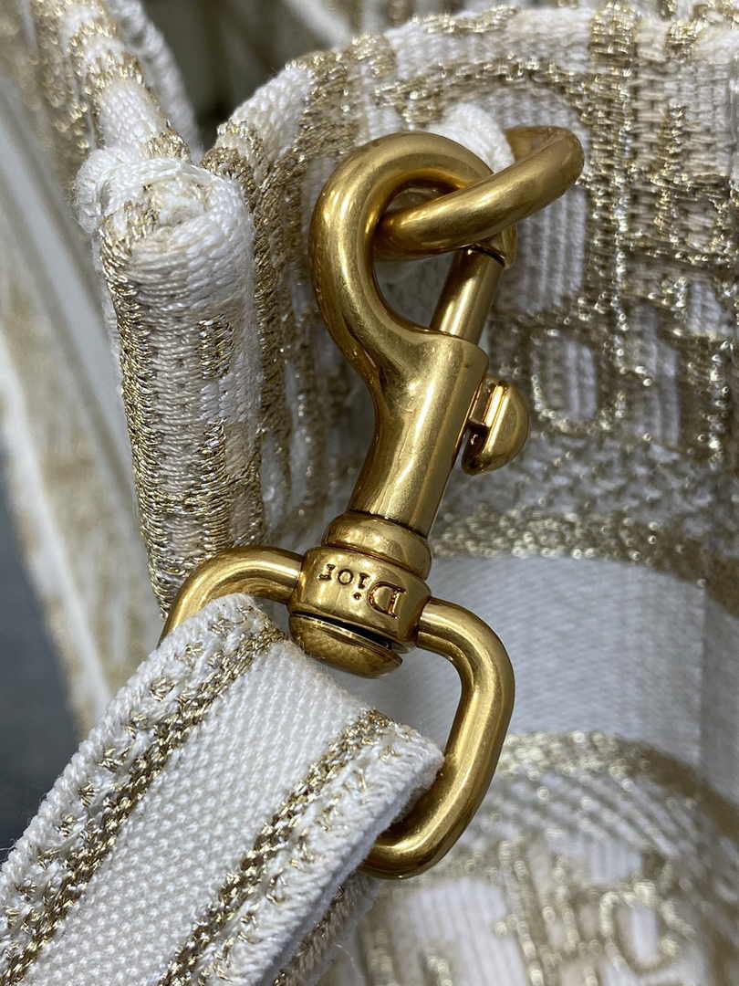 Dior Mini Book Tote with Strap S5573 Gold-Tone Dior Oblique Embroidery - Default Title - View 6