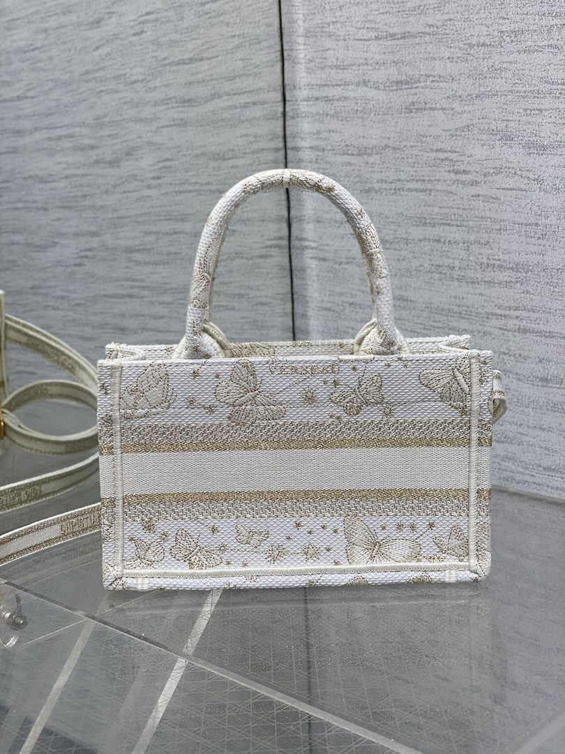 Dior Mini Book Tote with Strap S5573 Gold-Tone Butterfly Zodiac Embroidery - Default Title - View 3