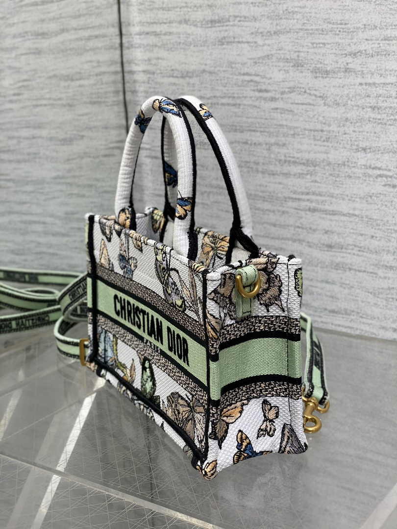 Dior Mini Book Tote with Strap S5573 Green Butterfly Zodiac Embroidery - Default Title - View 4