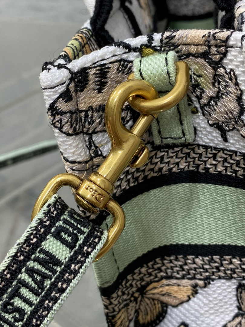 Dior Mini Book Tote with Strap S5573 Green Butterfly Zodiac Embroidery - Default Title - View 6