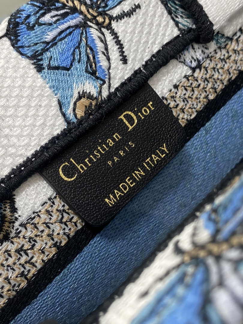 Dior Mini Book Tote with Strap S5573 Blue Butterfly Zodiac Embroidery - Default Title - View 8