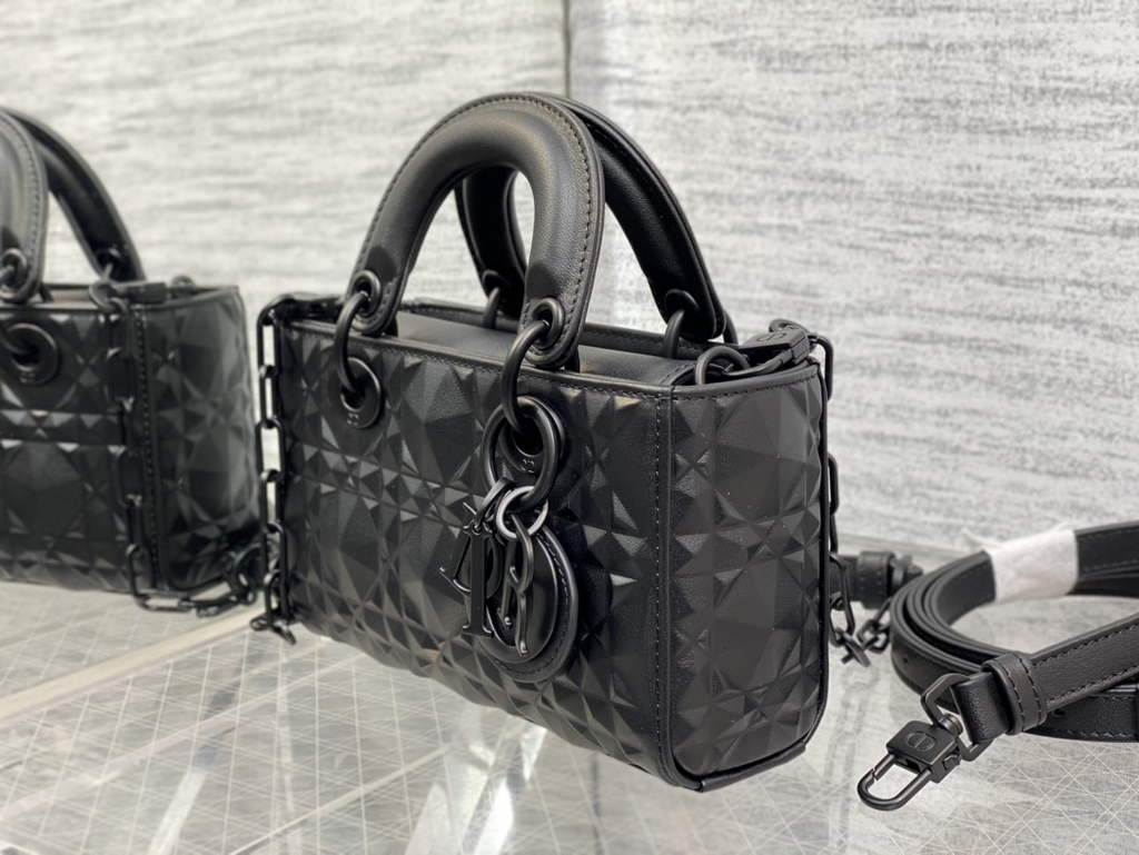 Dior S0910 Micro Lady D-Joy Bag Black Cannage Calfskin with Diamond Motif - Default Title - View 7
