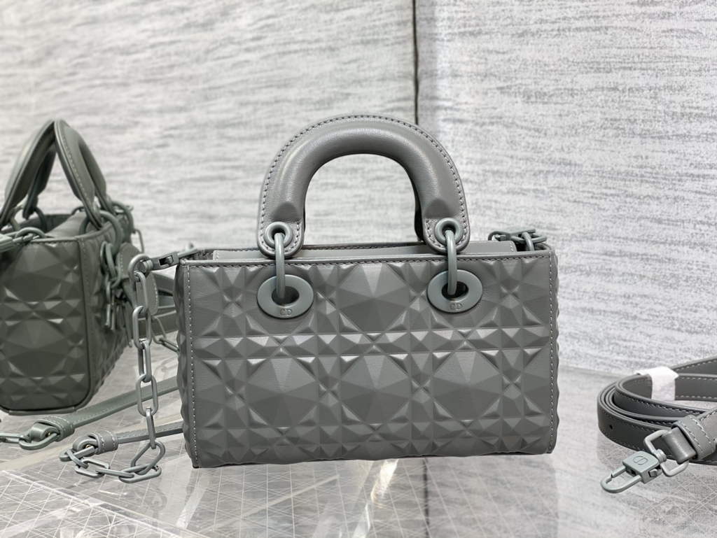 Dior S0910 Micro Lady D-Joy Bag Gray Cannage Calfskin with Diamond Motif - Default Title - View 6