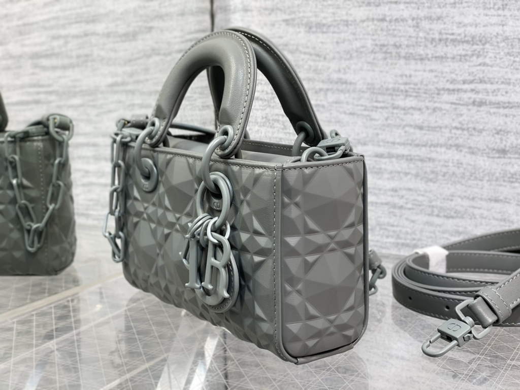 Dior S0910 Micro Lady D-Joy Bag Gray Cannage Calfskin with Diamond Motif - Default Title - View 7