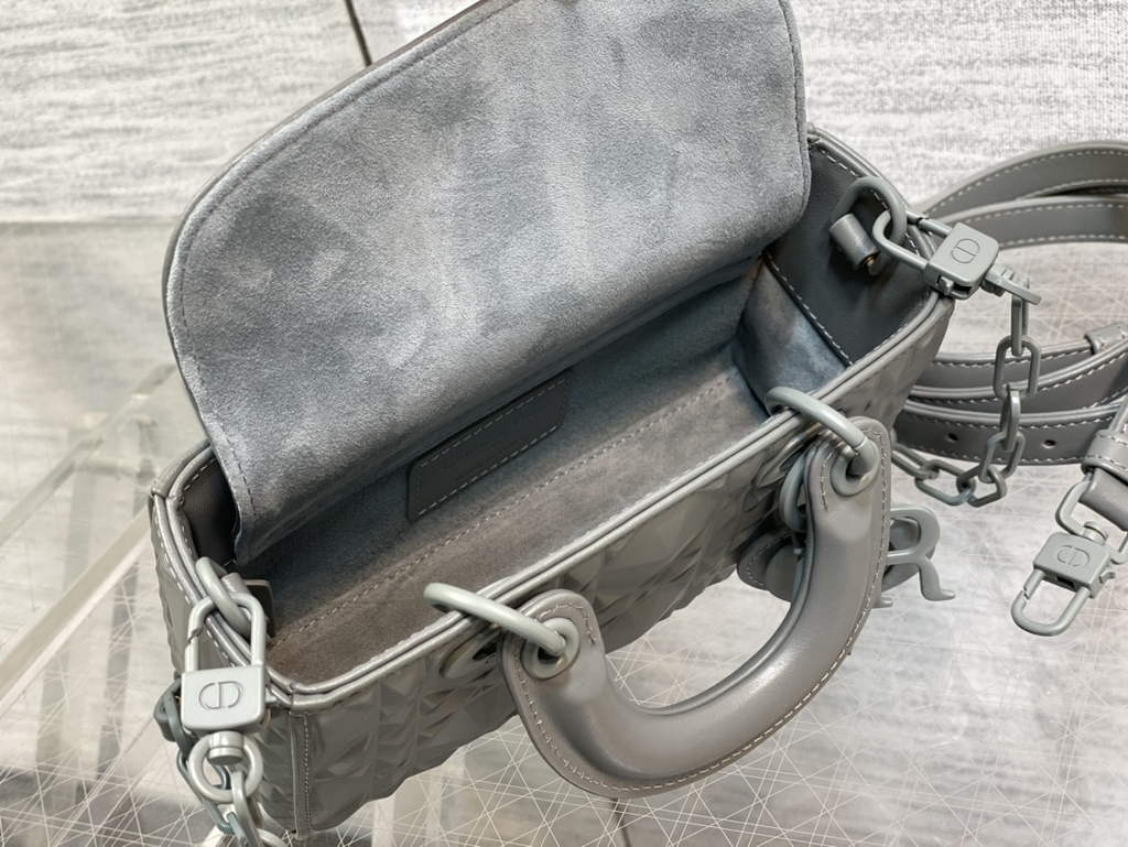 Dior S0910 Micro Lady D-Joy Bag Gray Cannage Calfskin with Diamond Motif - Default Title - View 9