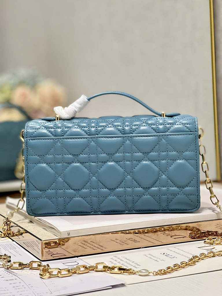 Dior S0980 Mini Miss Bag Rose Des Vents Cannage Lambskin In Blue - Default Title - View 5