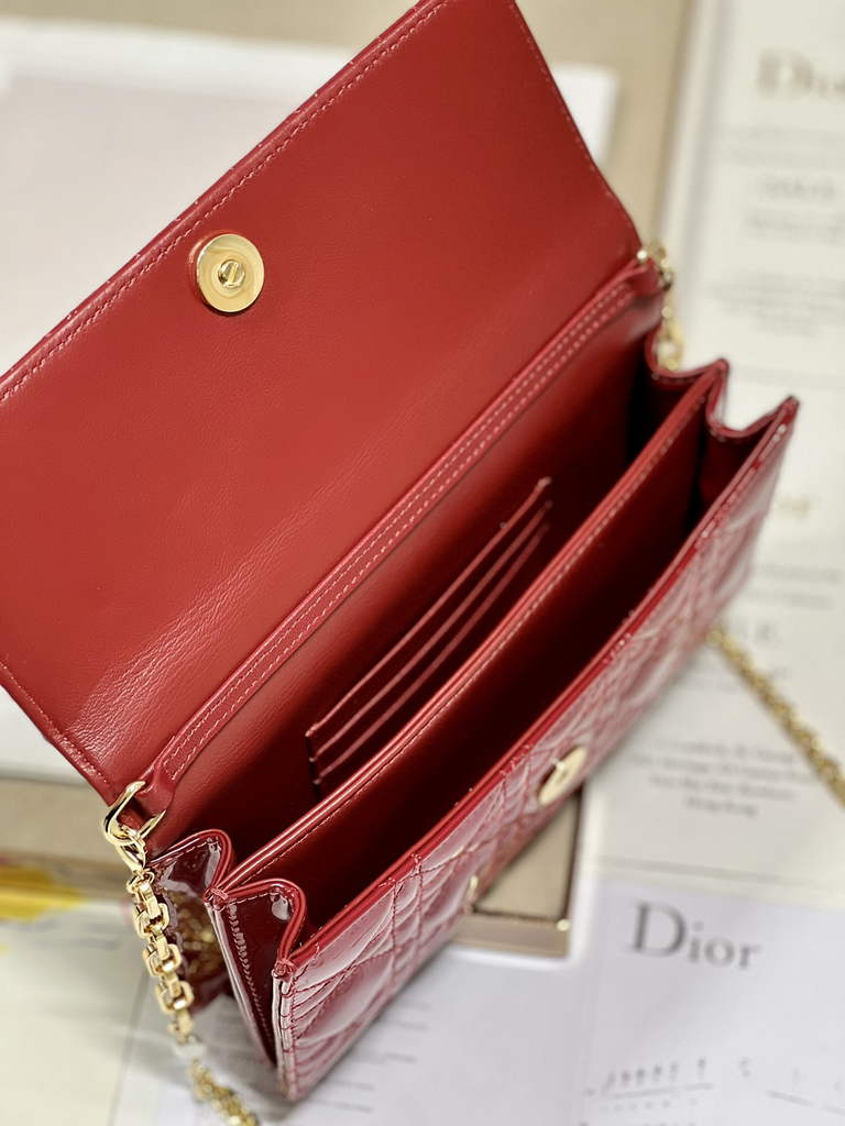 Dior S0980 Mini Miss Bag Rose Des Vents Cannage Patent Calfskin Red - Default Title - View 8