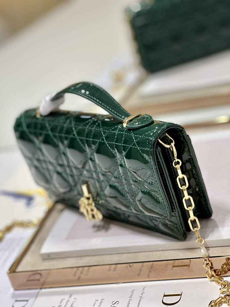 Dior S0980 Mini Miss Bag Rose Des Vents Cannage Patent Calfskin Green - Default Title - View 4