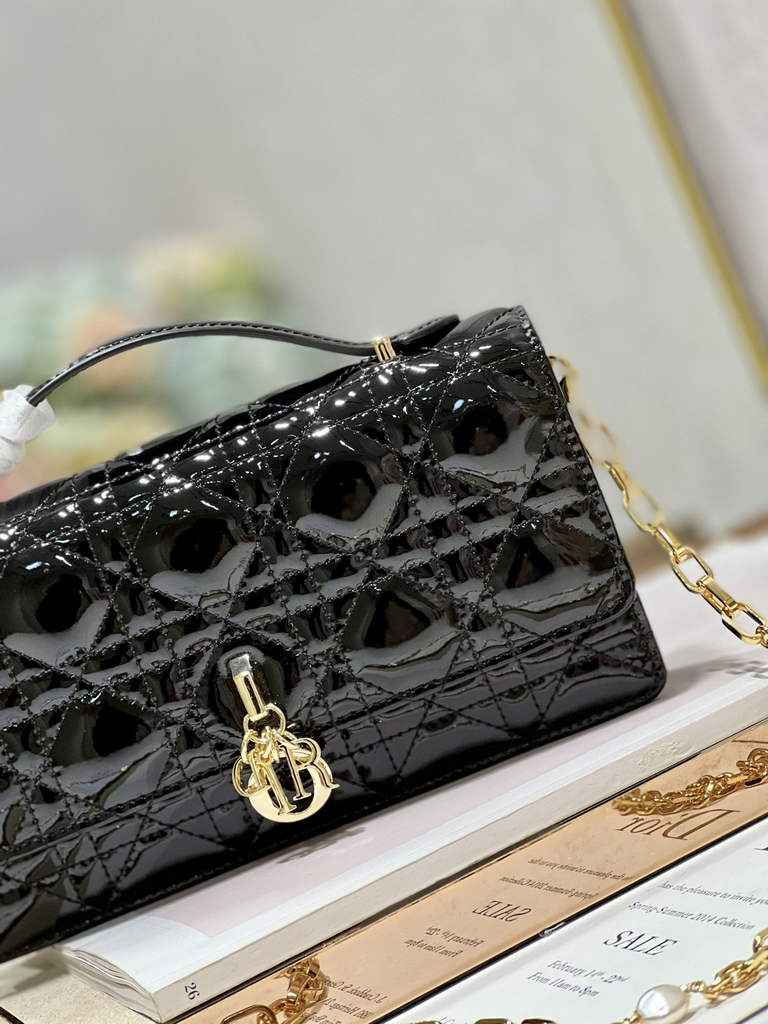 Dior S0980 Mini Miss Bag Rose Des Vents Cannage Patent Calfskin Black - Default Title - View 3
