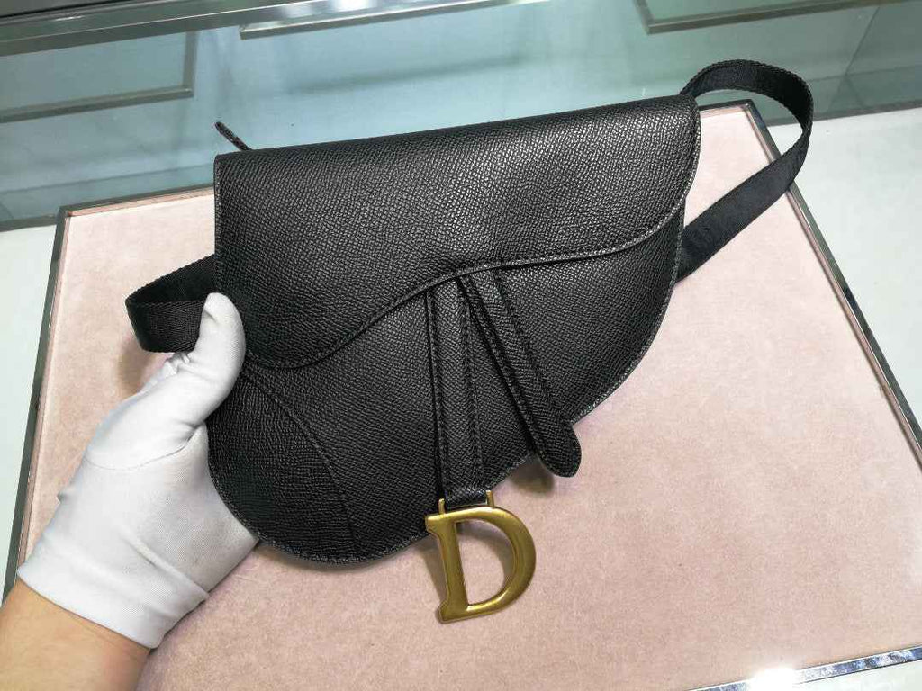 Dior S5632 Saddle Belt Bag Black grained calfskin - Default Title - View 1