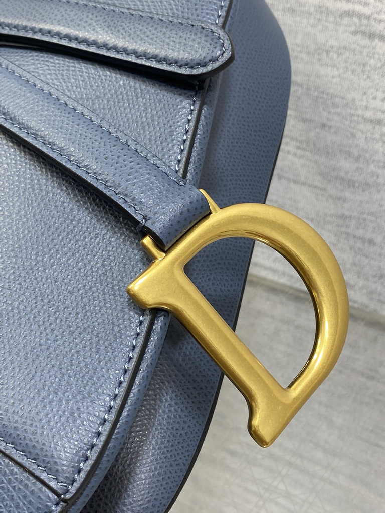 Dior Saddle Bag with Strap M0455 Blue Grained Calfskin - Default Title - View 7