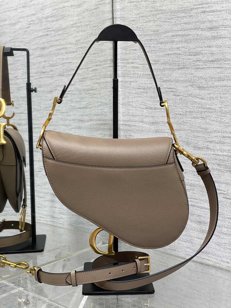 Dior Saddle Bag with Strap M0455 Warm Taupe Grained Calfskin - Default Title - View 3