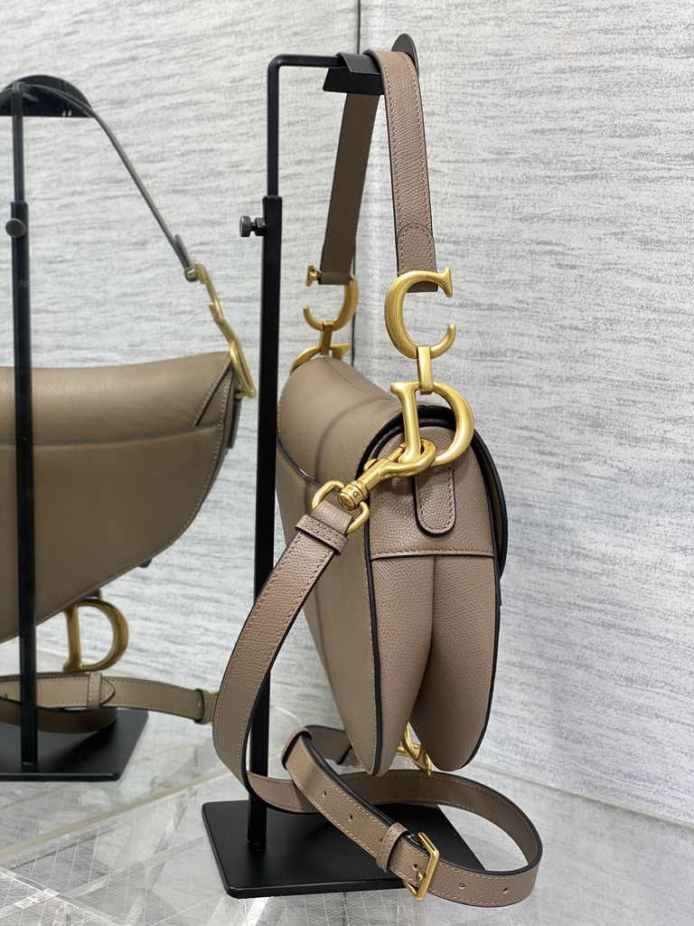 Dior Saddle Bag with Strap M0455 Warm Taupe Grained Calfskin - Default Title - View 4