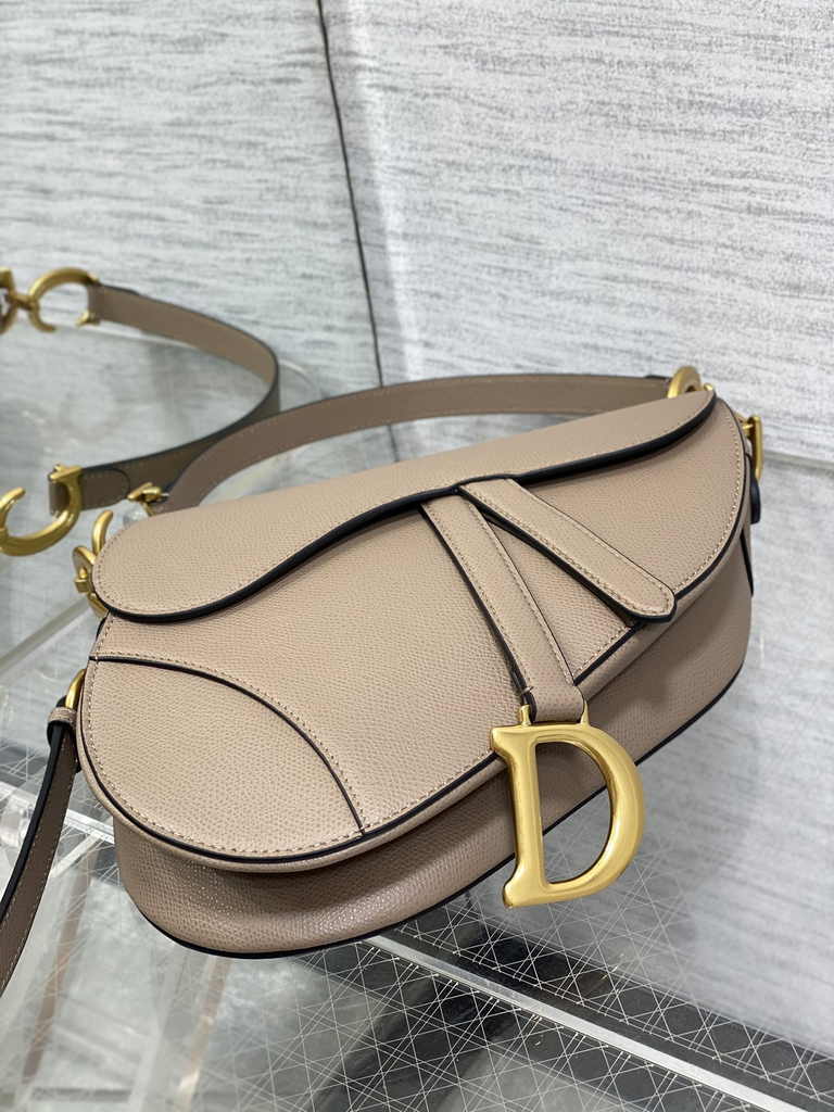Dior Saddle Bag with Strap M0455 Warm Taupe Grained Calfskin - Default Title - View 7