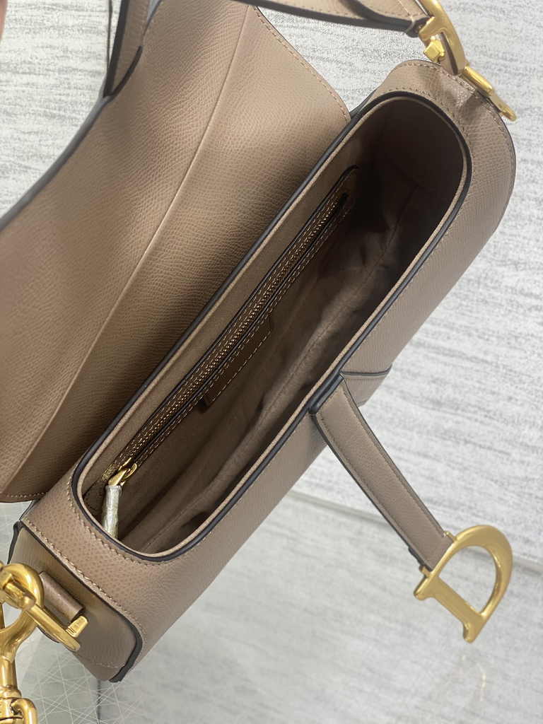 Dior Saddle Bag with Strap M0455 Warm Taupe Grained Calfskin - Default Title - View 8