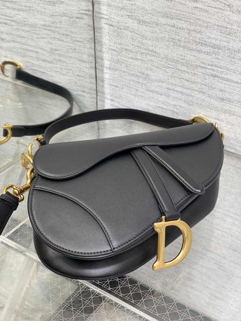 Dior Saddle Bag with Strap M0455 Black Smooth Calfskin - Default Title - View 4