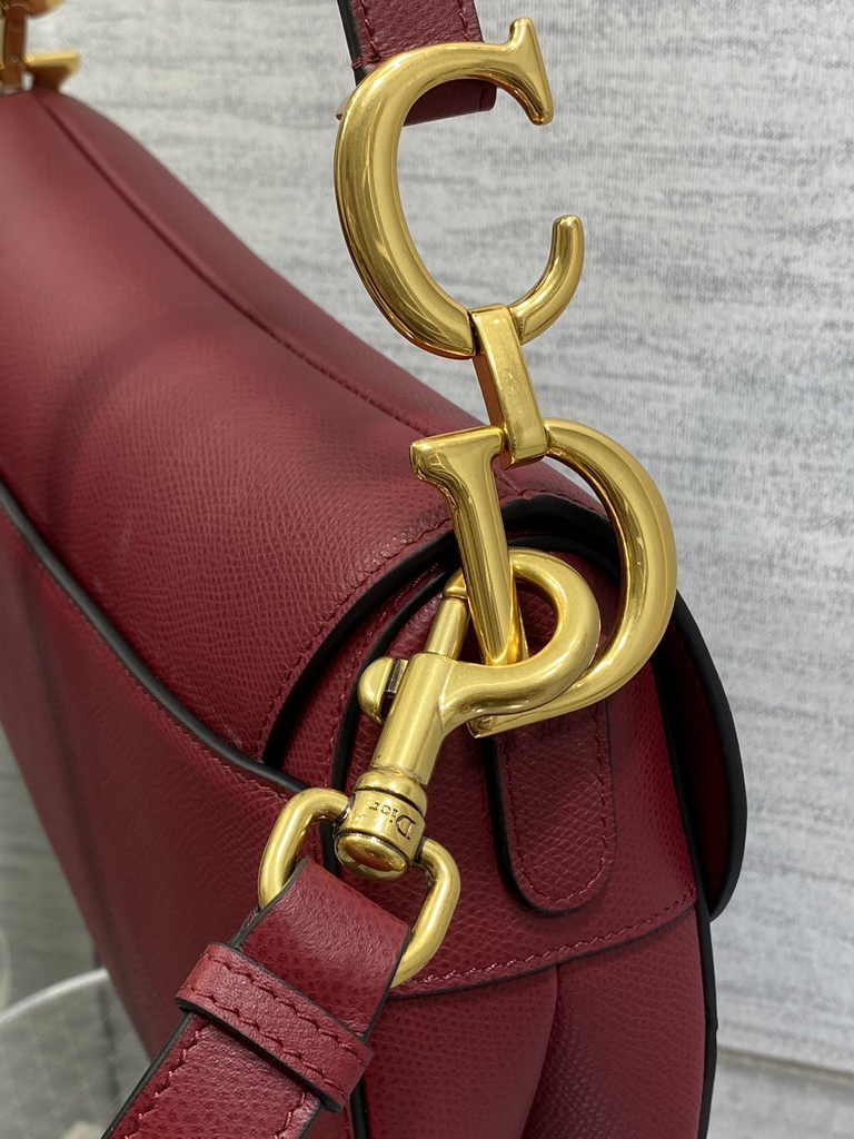 Dior Saddle Bag with Strap M0455 Red Grained Calfskin - Default Title - View 9
