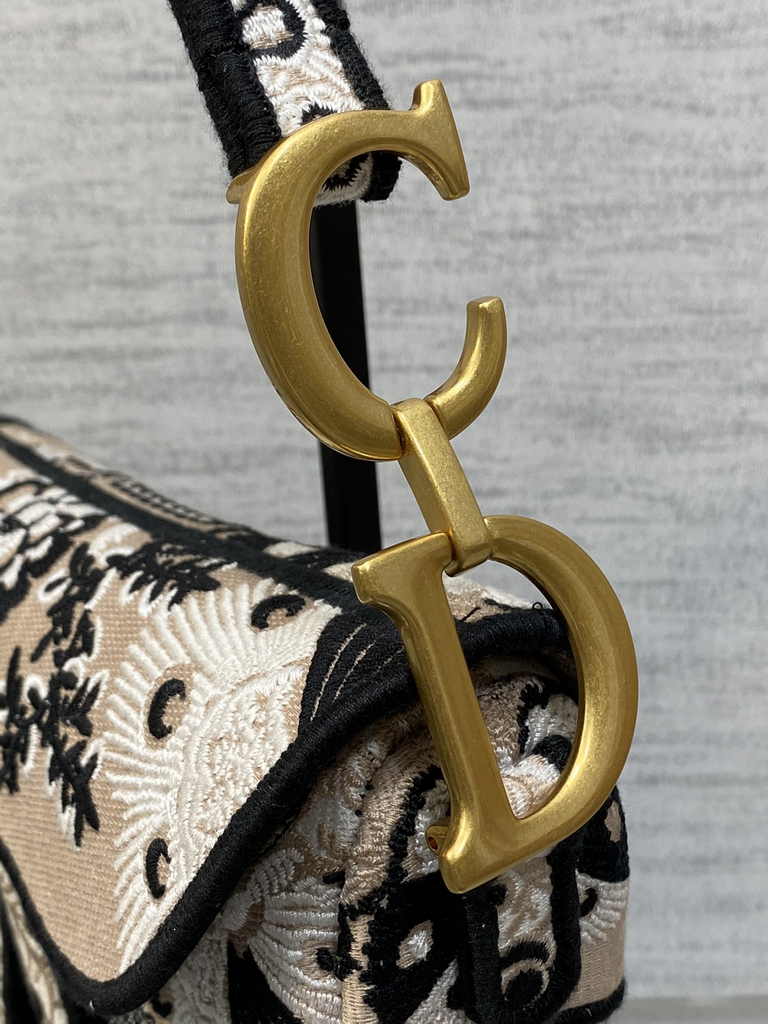 Dior Saddle Bag with Strap M0455 Beige Oblique Jacquard - Default Title - View 5