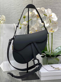 Dior Saddle Bag with Strap M0455 Black Ultramatte Calfskin - Default Title - View 1