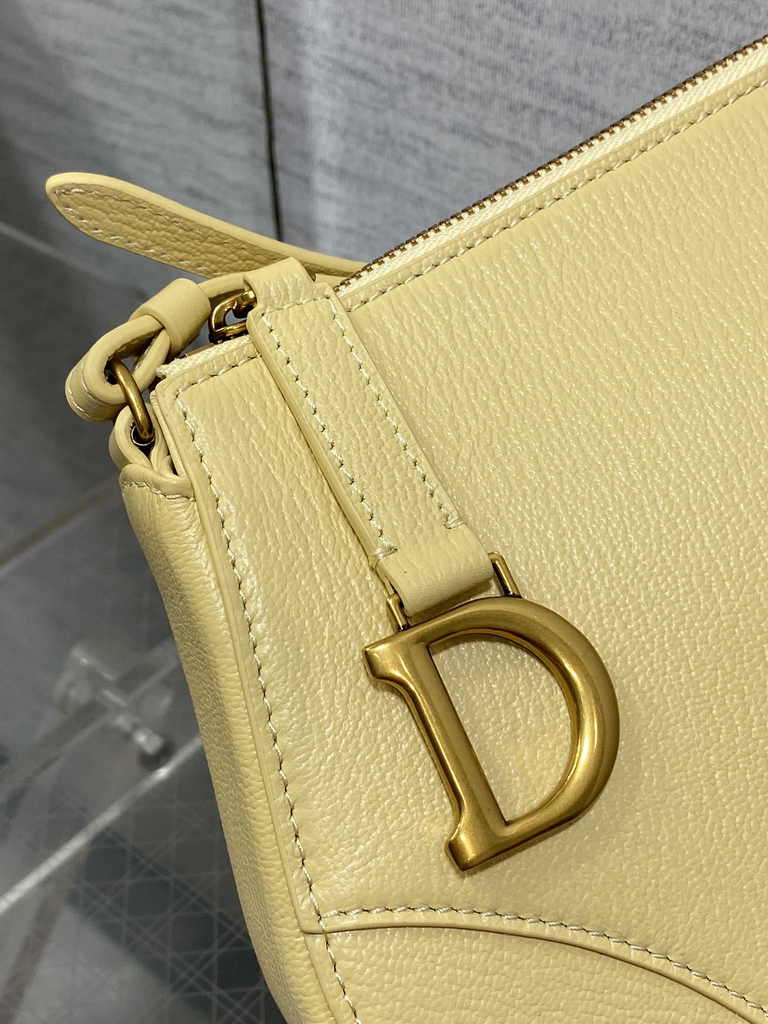 Dior Saddle Shoulder Pouch S5909 Pastel Yellow Goatskin - Default Title - View 4