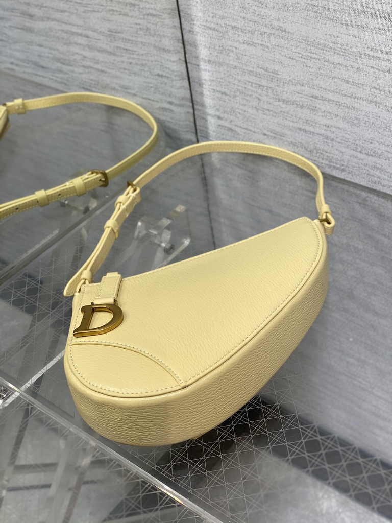 Dior Saddle Shoulder Pouch S5909 Pastel Yellow Goatskin - Default Title - View 7