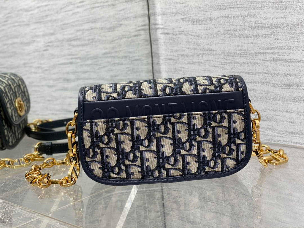 Dior Small 30 Montaigne Avenue Bag Blue Oblique Jacquard M9261 - Default Title - View 3