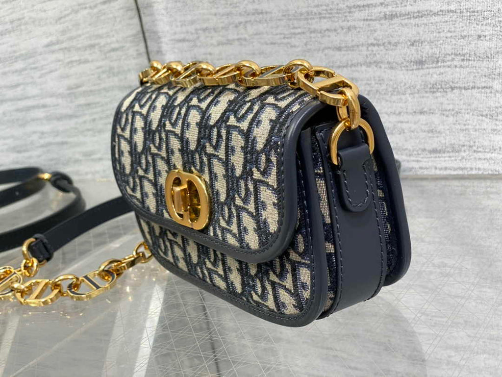 Dior Small 30 Montaigne Avenue Bag Blue Oblique Jacquard M9261 - Default Title - View 4