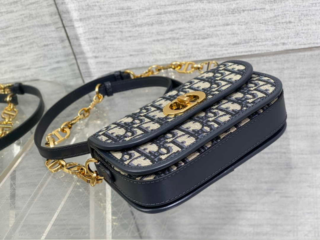 Dior Small 30 Montaigne Avenue Bag Blue Oblique Jacquard M9261 - Default Title - View 5