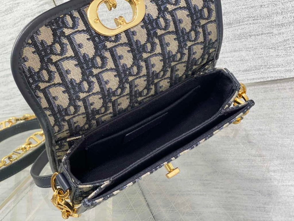 Dior Small 30 Montaigne Avenue Bag Blue Oblique Jacquard M9261 - Default Title - View 6