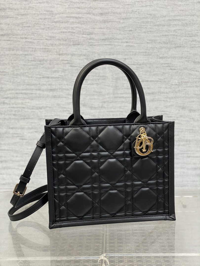 Dior Small Book Tote M1325 Black Macrocannage Calfskin - Default Title - View 1