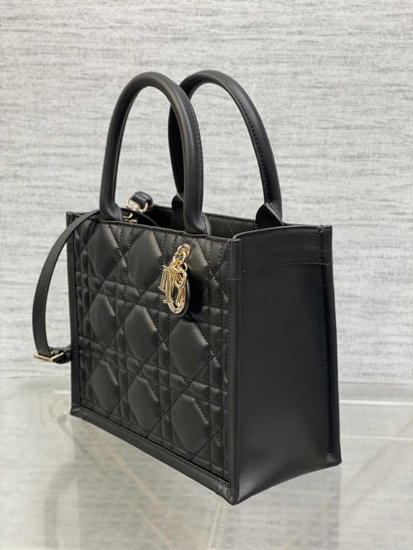 Dior Small Book Tote M1325 Black Macrocannage Calfskin - Default Title - View 3