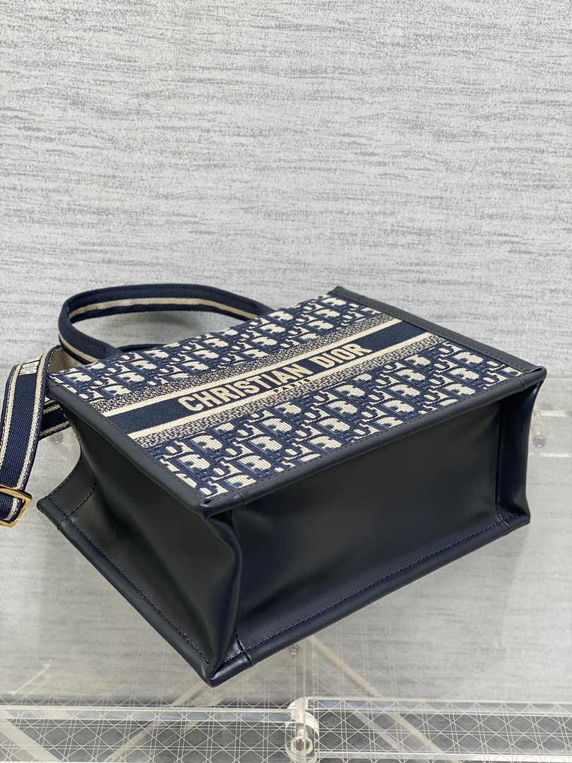 Dior Small Book Tote M1325 Blue Dior Oblique Embroidery - Default Title - View 4
