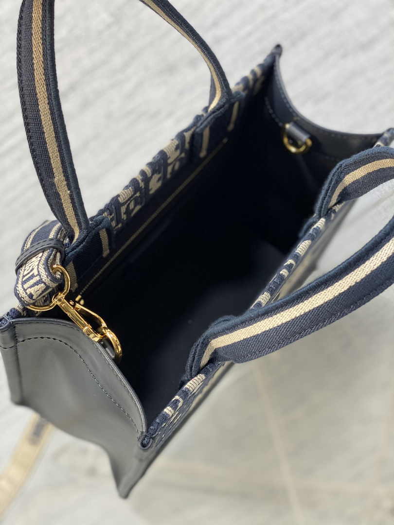Dior Small Book Tote M1325 Blue Dior Oblique Embroidery - Default Title - View 8