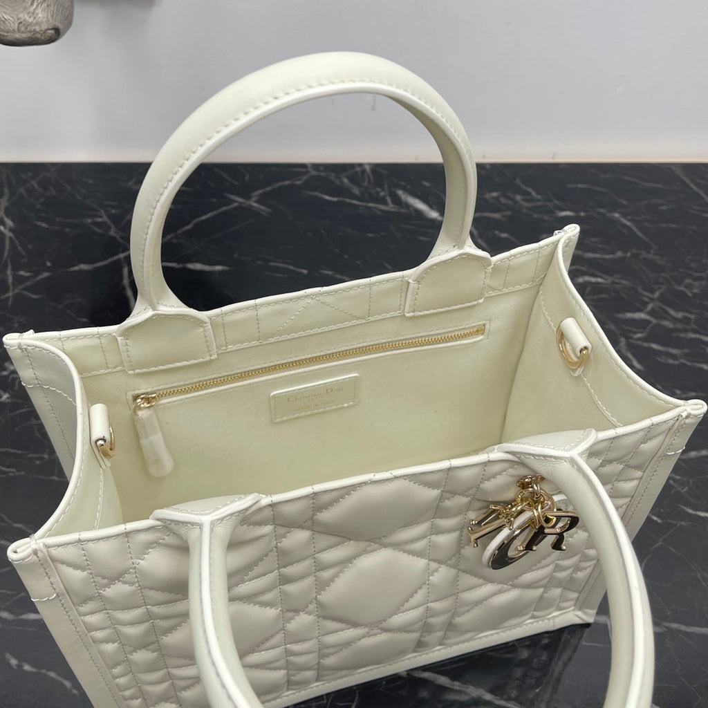 Dior Small Book Tote M1325 White Macrocannage Calfskin - Default Title - View 6