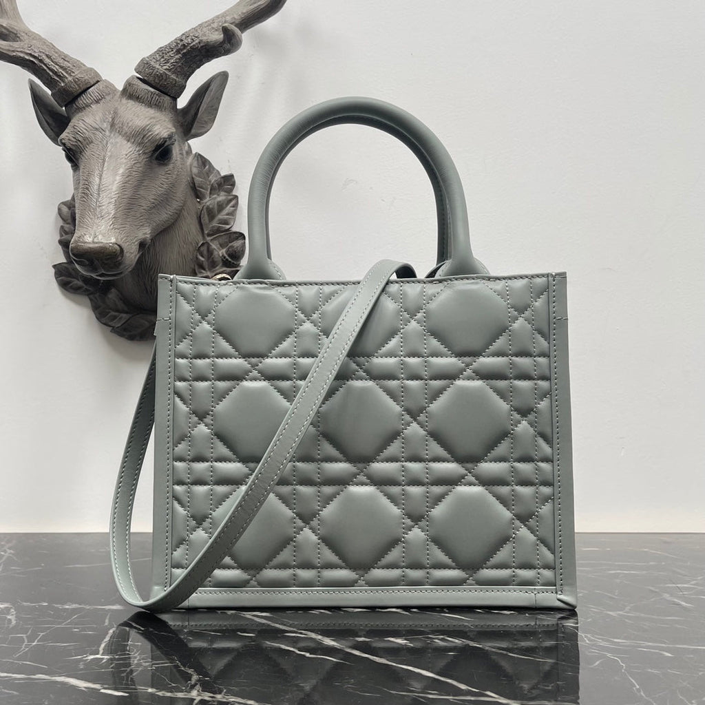 Dior Small Book Tote M1325 Gray Macrocannage Calfskin - Default Title - View 2