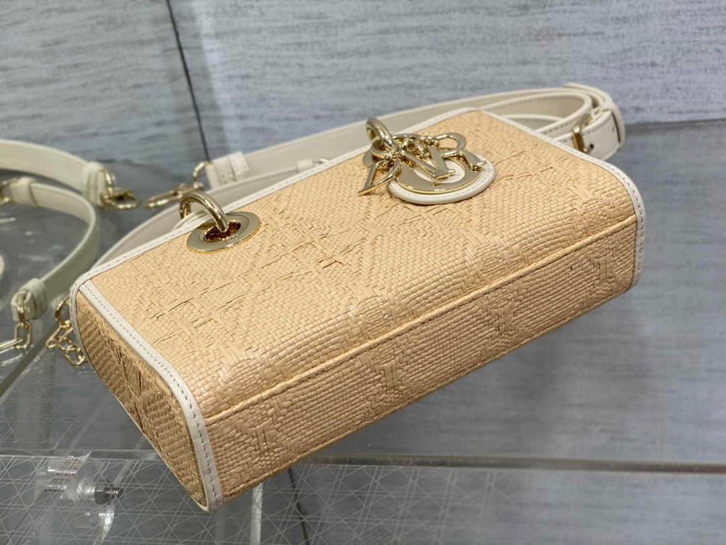 Dior Small Lady D-Joy Bag M0613 Apricot Cannage Cotton - Default Title - View 8