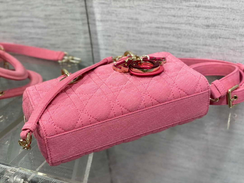 Dior Small Lady D-Joy Bag M0613 Pink Cannage Cotton - Default Title - View 8