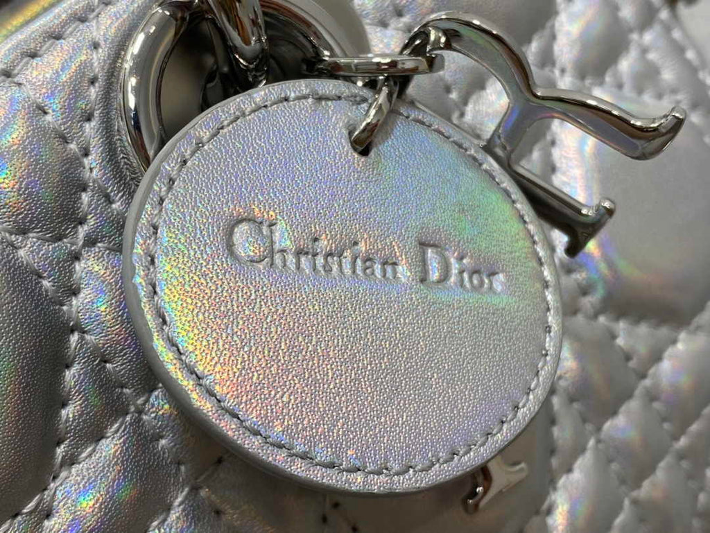 Dior Small Lady D-Joy Bag M0613 Silver Cannage Lambskin - Default Title - View 7