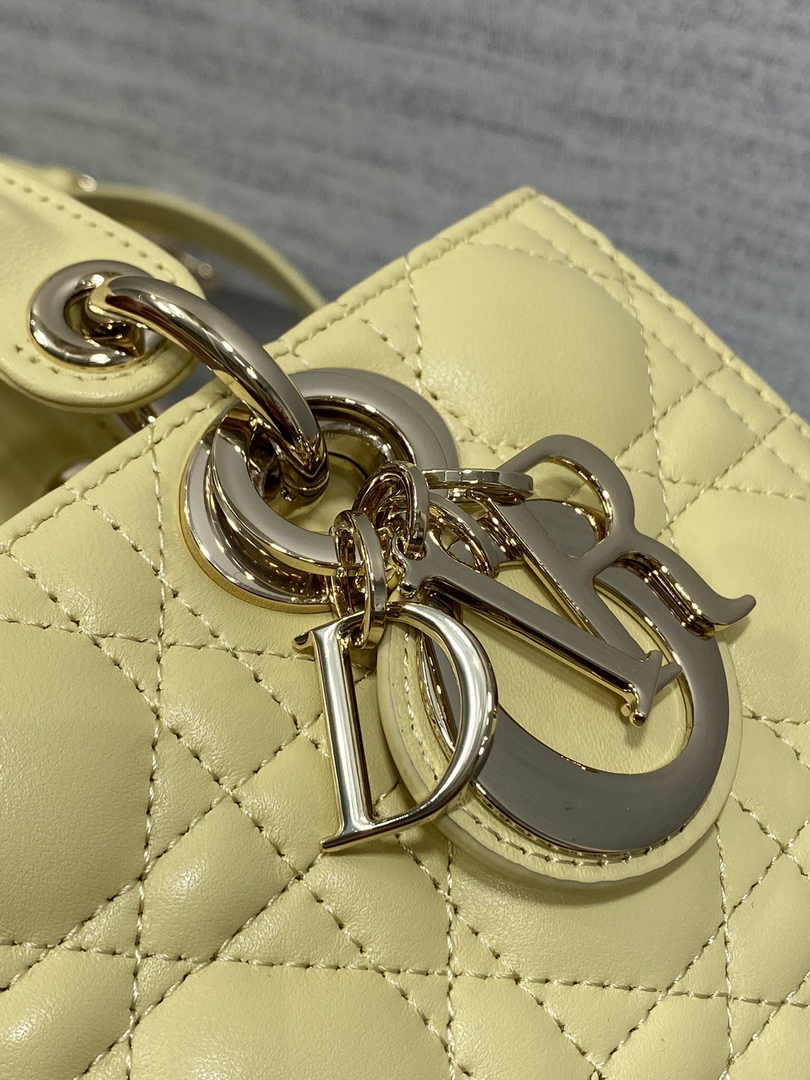 Dior Small Lady D-Joy Bag M0613 Yellow Calfskin E812 - Default Title - View 8
