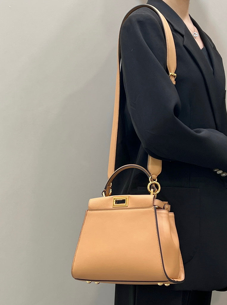 Fendi 8BN244 Peekaboo Mini Dark Beige leather bag 2125CS