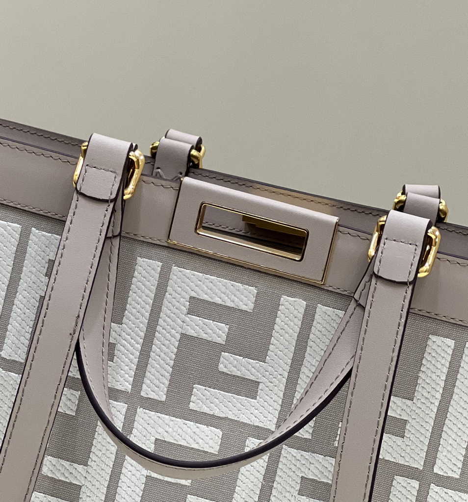 Fendi 8BH374 X-Tote gray canvas shopper with FF embroidery